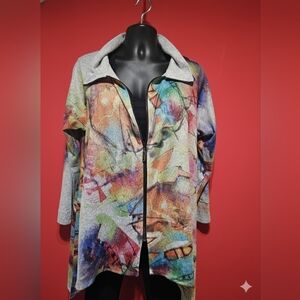 NWT - ET Lois Colorful Abstract Women's KNIT Jacket